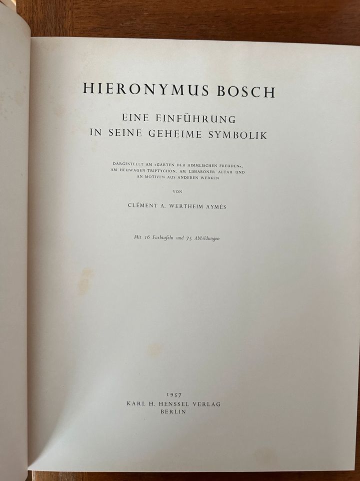 HIERONYMUS BOSCH EINE EINFÜHRUNG IN SEINE GEHEIME SYMBOLIK in Großbettlingen