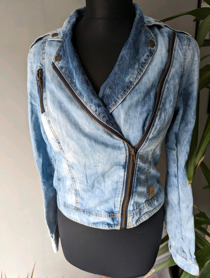 Upcycling Jeansjacke - eingenähter Rücken - Katzen - Gr. S in Öhringen