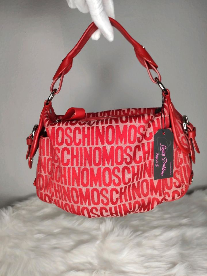 Moschino Monogram Canvas Leder Handtasche Rot Y2K Tasche in Bad Rothenfelde