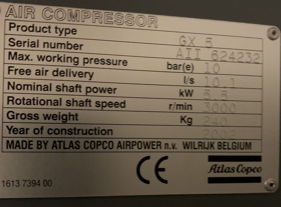 Atlas Copco GX5 Schraubenkompressor Kompressor in Lippstadt