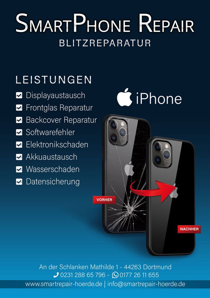 iPhone Display Reparatur 7/8/X/XR/XS/11pro/12/12pro/13/13pro in Dortmund