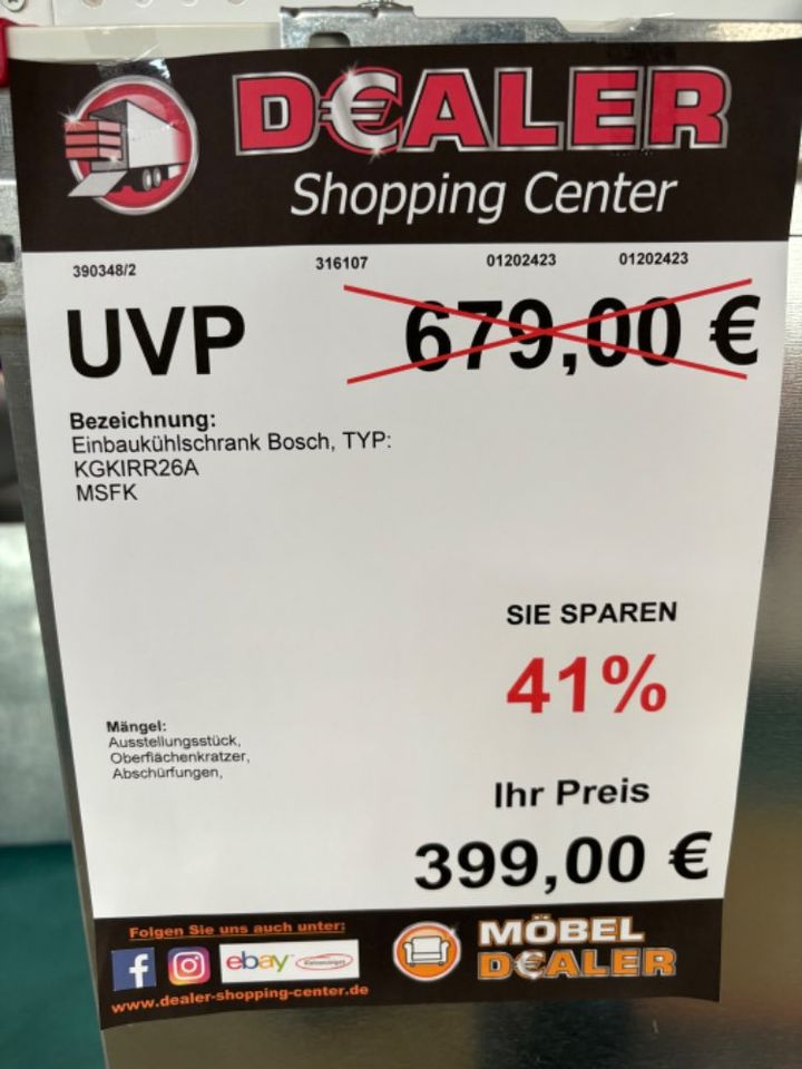 Einbaukühlschrank Bosch KGKIRR26A statt 679€ in Zeitz