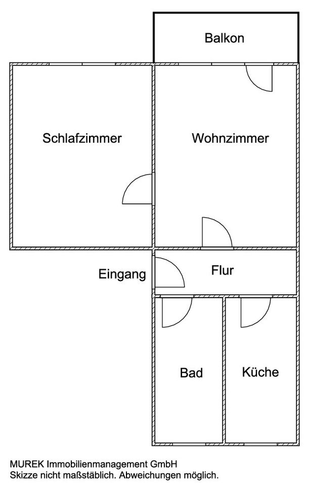 Hochparterre-Wohnung mit zwei Zimmern, Duschbad und Balkon in Perleberg