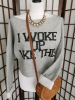 Crop Shirt "I woke up like this" in grau Langarm Gr. XS/S Stuttgart - Stuttgart-Nord Vorschau