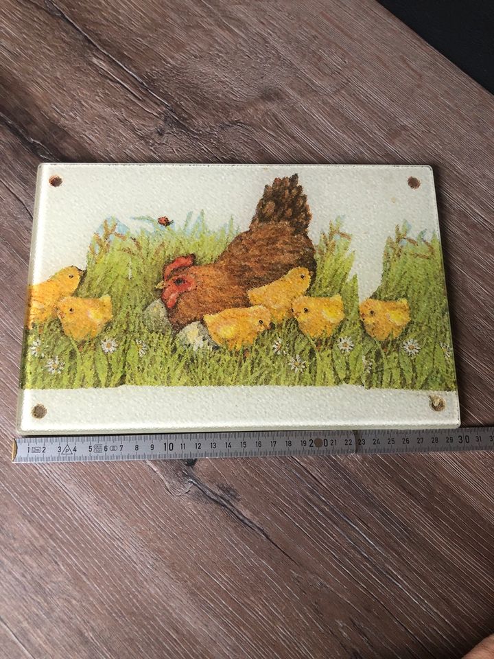 Platte Unterteller Huhn Frühling Ostern Dekoration Glas in Troisdorf