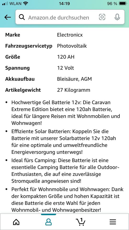 Gel Batterie 12V 120Ah. Neuwertig in Graben-Neudorf