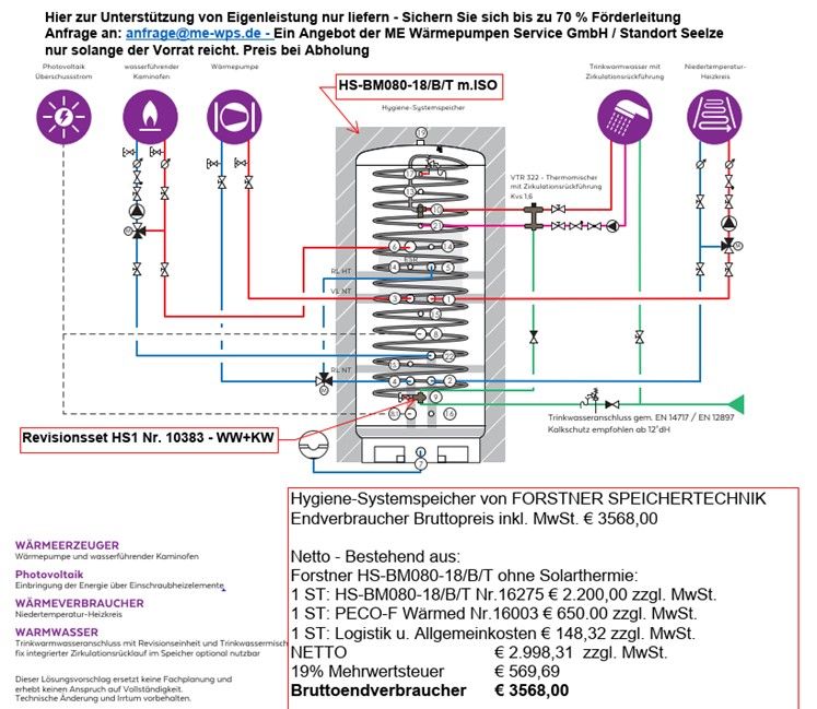 Forstner Hygiene-Systemspeicher  - Kombi Speicher für Ihre Wärmepumpe in Wedemark