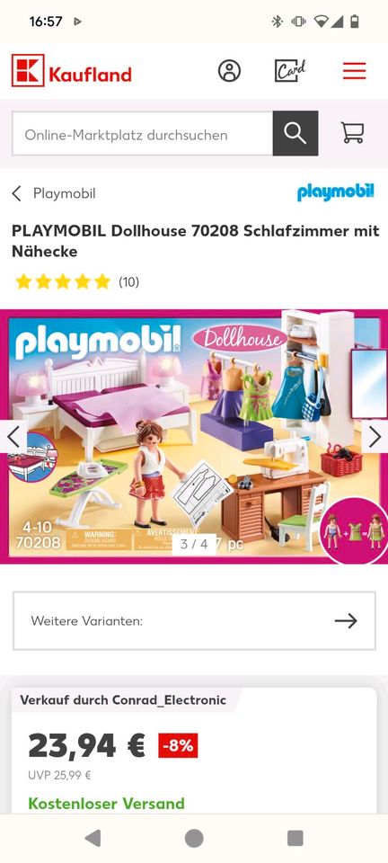 PLAYMOBIL 70208 Dollhouse Schlafzimmer mit Nä in Pfinztal