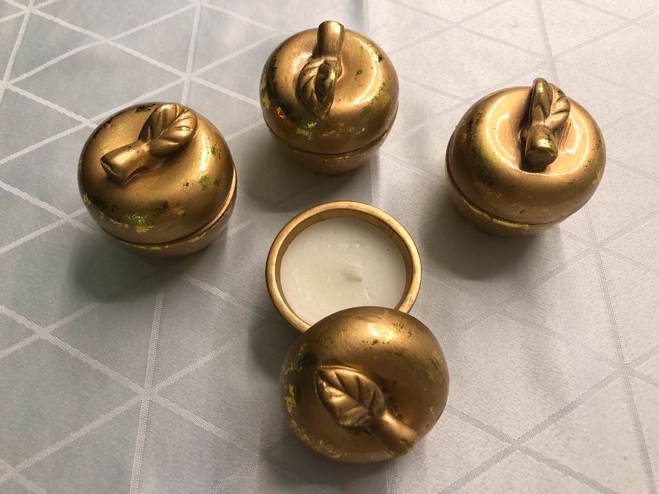 Keramikdöschen Gold 4-er Set / Kerzen / Dekoration in Bornheim Pfalz