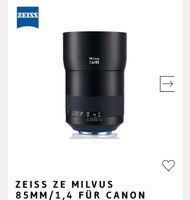 ZEISS ZE Milvus 1.4/85 mm Objektiv (Canon) Kreis Pinneberg - Hetlingen Vorschau