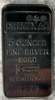 Silber Barren 5 OZ 155,5 Gramm Hessen - Offenbach Vorschau