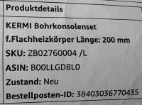 Nagelneu! Kermi Bohrkonsolenset für Flachheizkörper 200 mm Baden-Württemberg - Mannheim Vorschau