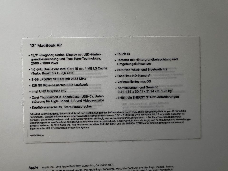 Apple MacBook Air 13“ 2019 (128GB SSD, i5, 8GB Ram) in Berlin