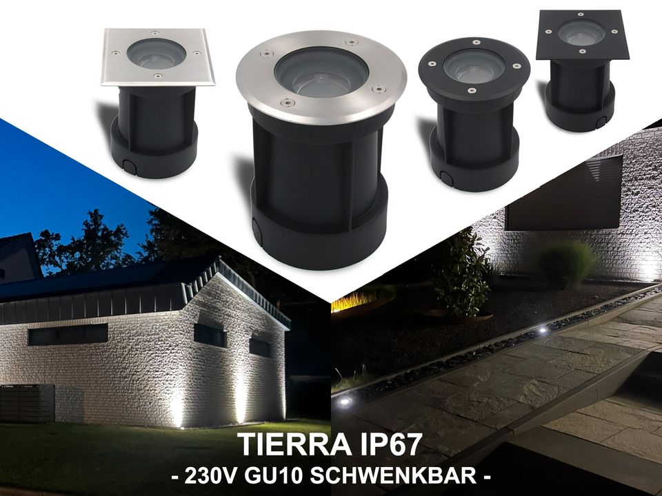 LED Bodeneinbaustrahler IP67 GU10 schwenkbar 230V Bodenleuchte Boden Spot für Zufahrten, Terrasse, Wege, Gartenbeleuchtung,  Außenbeleuchtung TIERRA in Lünen