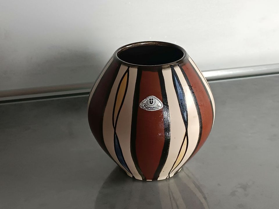 Blumenvase von Ü-Keramik Uebelacker, 50er Jahre, Vintage in Büchenbeuren