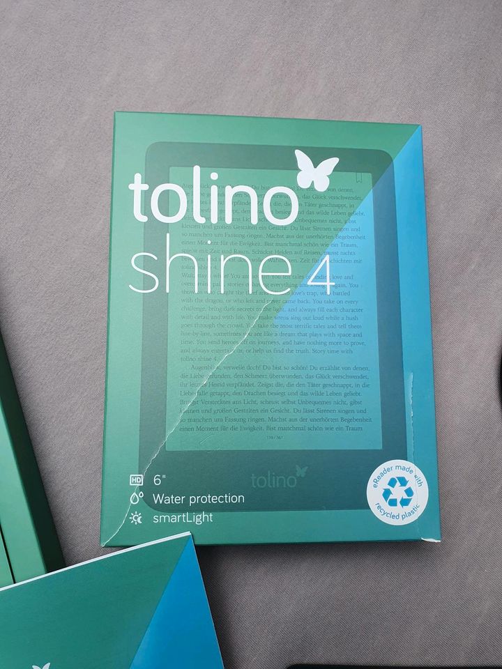 Tolino shine 4 (2022), neuwertig, mit kompletten Zubehör+ Hülle in Rüsselsheim