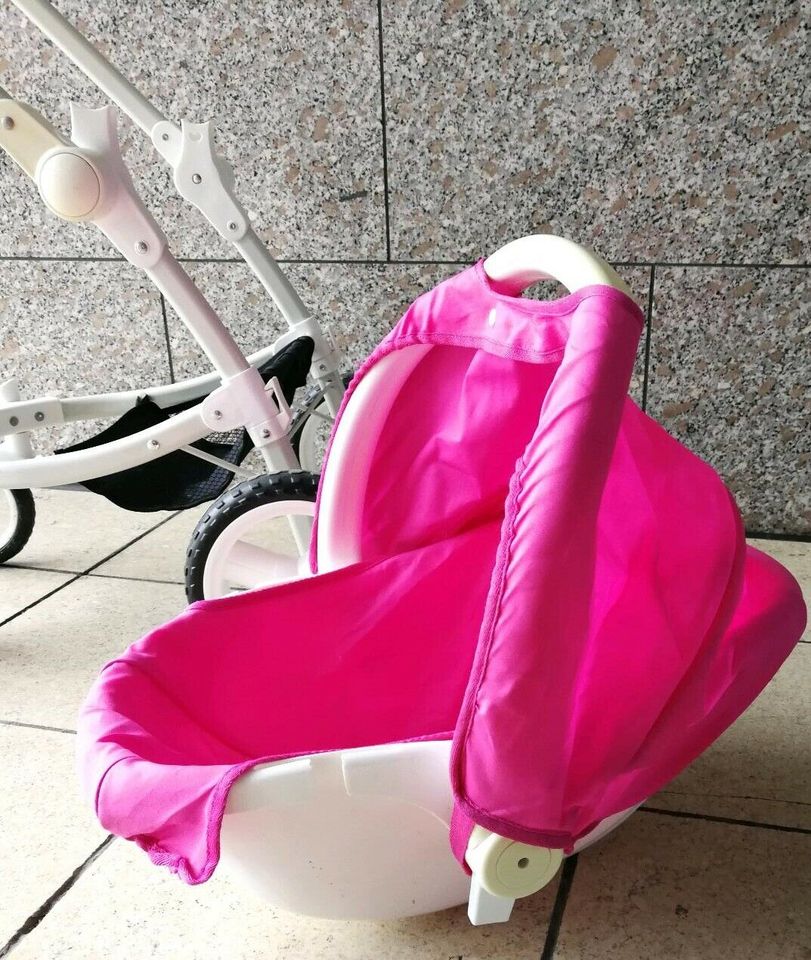 Puppenwagen Baby Born Puppe Wagen Schale Sitz pink weiß in Gießen
