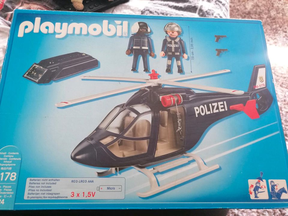 Playmobil Polizei Hubschrauber mit LED Suchscheinwerfer in Luckau