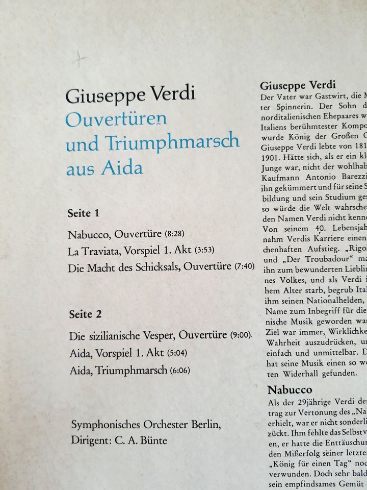 Schallplatte „Verdi Ouvertüren“ in Hannover