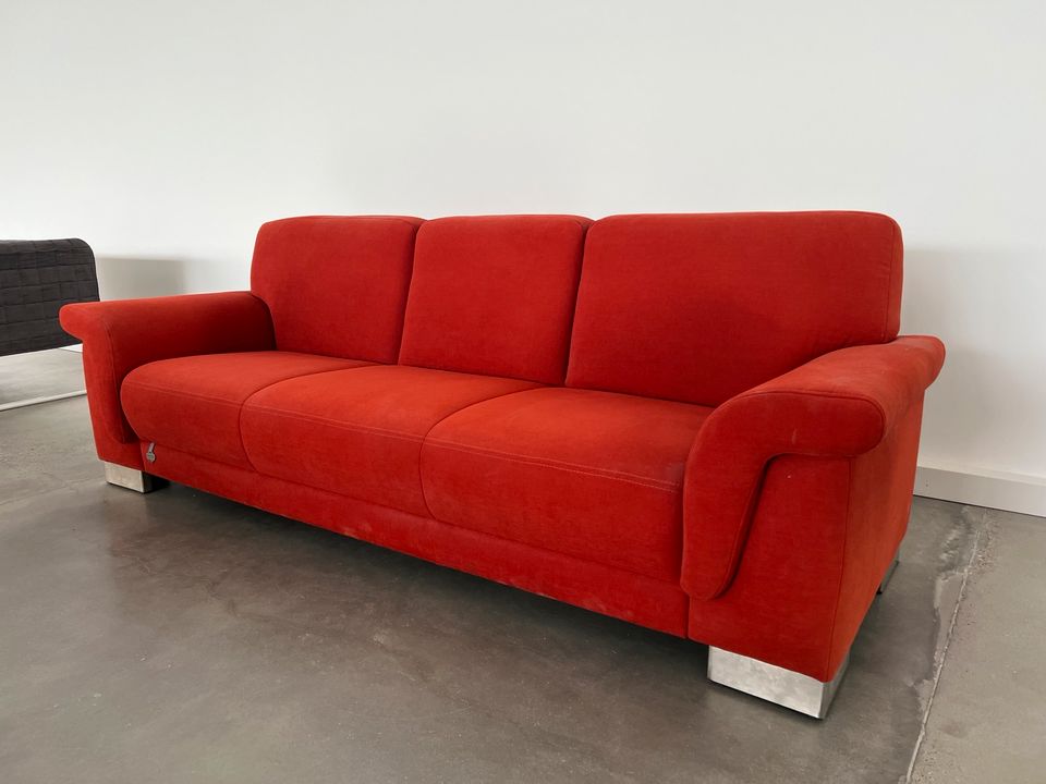 Sofa Rot Stoff Neuwertig Couch in Aalen