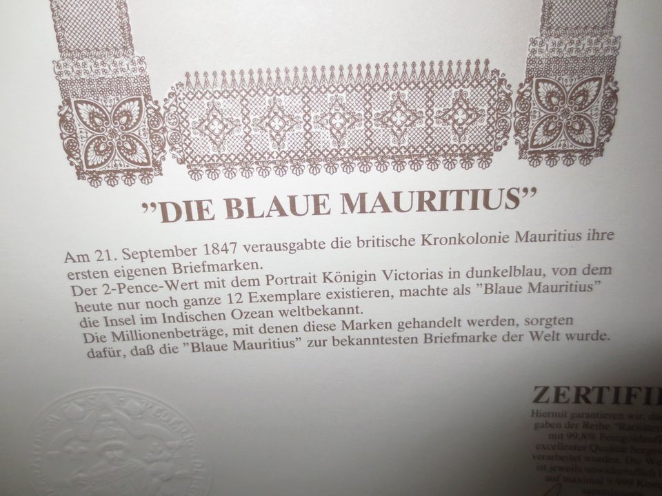 Gold- Briefmarke mit ZERTIFIKAT in Sulzbach