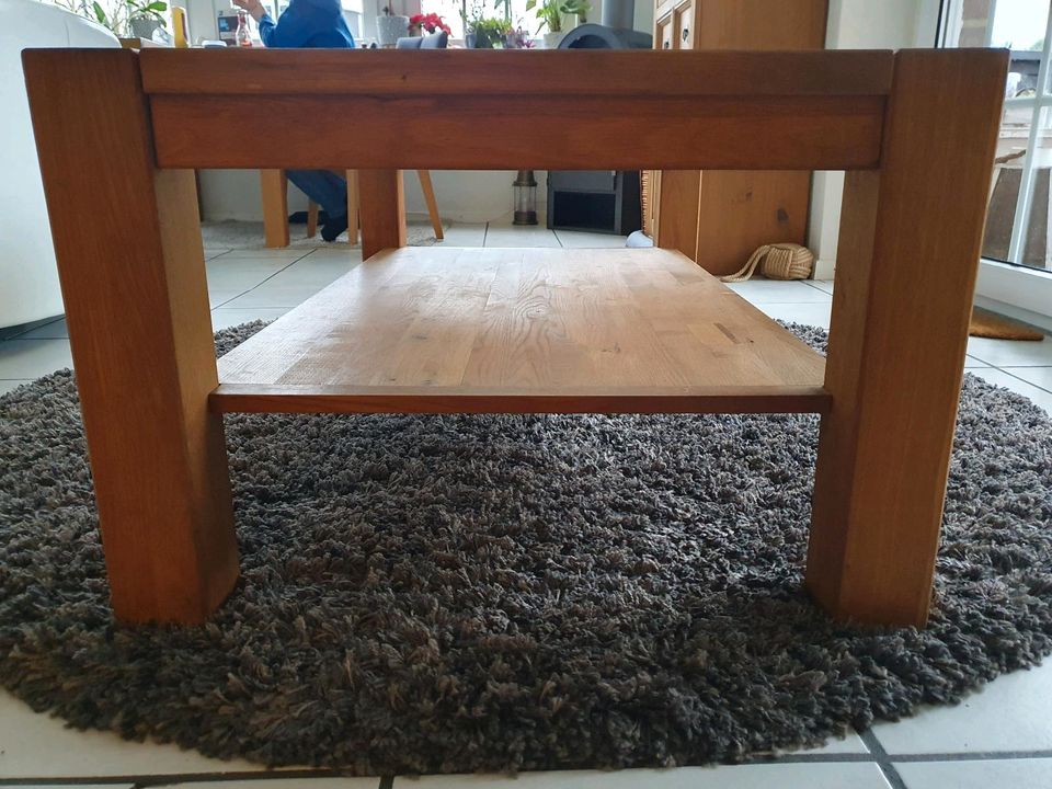 Schöner massiver Holztisch Glas 115 46 cm Tisch Wohnzimmer in Paderborn