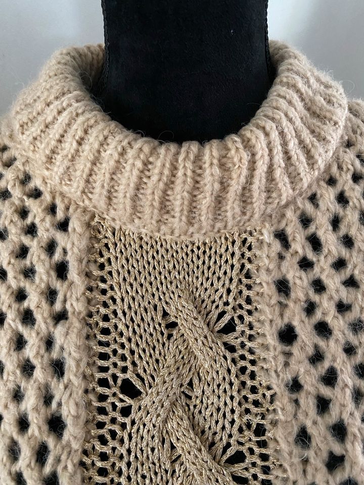 Zara Wollpullover Beige Lurexfäden Gold M in Saarbrücken