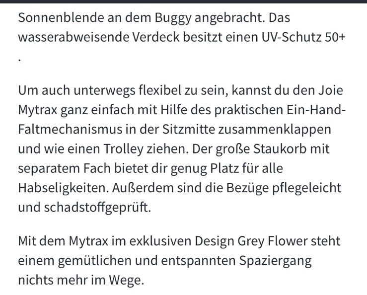 Joie Mytrax Grey Flower Sonderedition Kinderwagen Kinder Buggy in Buchholz in der Nordheide