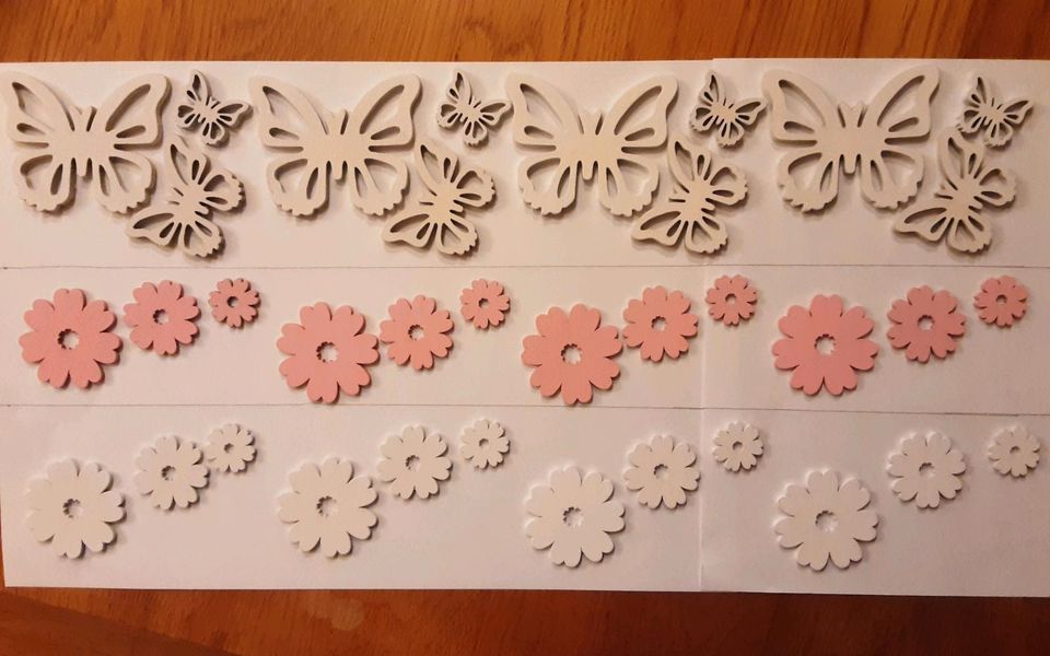Holz Streudeko Deko Frühling, Blume, Schmetterling, rosa weiß in Wedel