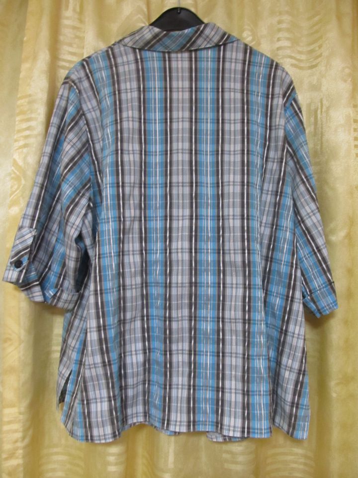 Bluse, blau - weiß kariert, Gr. XXL, 3/4-Arm in Spremberg