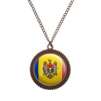 Moldawien Kette - Bronze Vintage Halskette mit Flagge Fahne Hessen - Trendelburg Vorschau