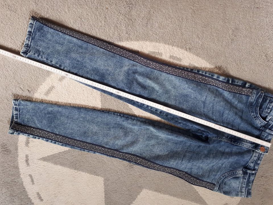 Jeans, Gr. 38, Slim fit, Damen, Glitzer Steinchen, blau Hose Gina in Hiddenhausen