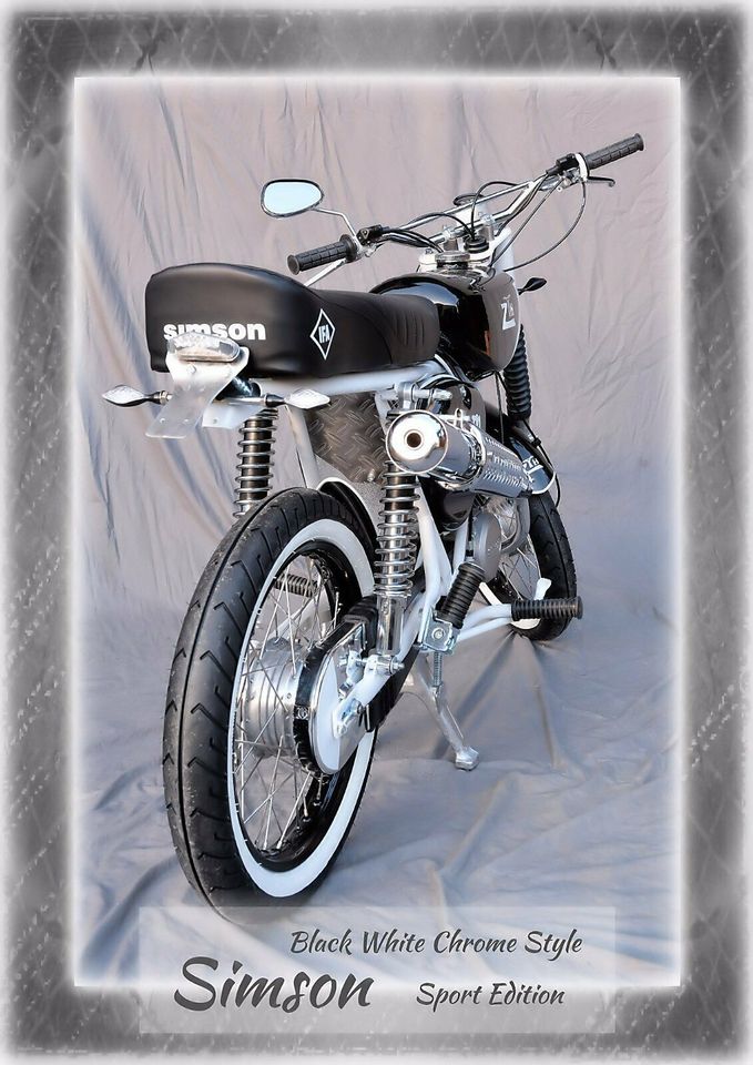 Simson S51 - NEUAUFBAU - Sport Edition - Black White Chrome Style in Wiehe