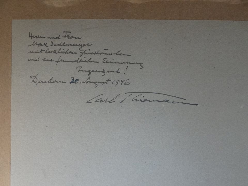 Farbholzschnitt Carl Thiemann Chrysanthemen Blumen Dachau Dachaue in Dachau