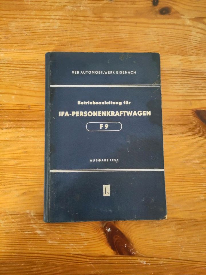 IFA F9 Betriebsanleitung 1956 mit Werkstattverzeichnis in Weißenberg