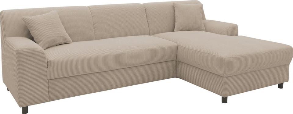 Kleines Ecksofa Cord Dunkel Beige Schlaffunktion Federkern 241cm in Köln