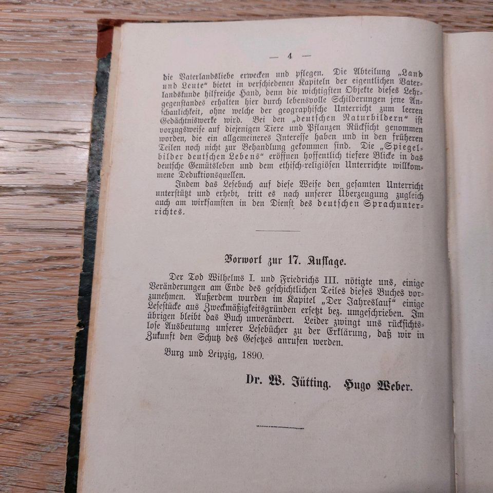 Schulbuch von 1895 "Das Vaterland" in Hahnenbach