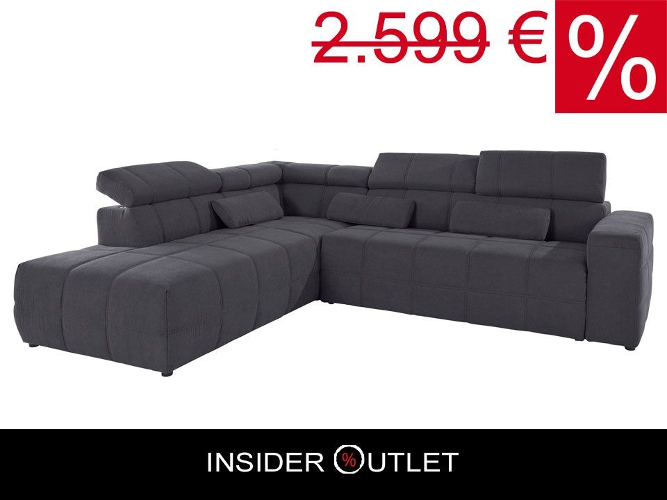 Ecksofa 277x228cm Grau Sitztiefenverstellung Brandon Couch Microf in Köln