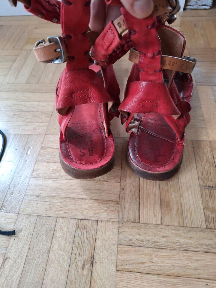 A.S.98 Damen Schuhe Sandalen Sandaletten rot  echtes Leder Gr. 39 in Ottweiler
