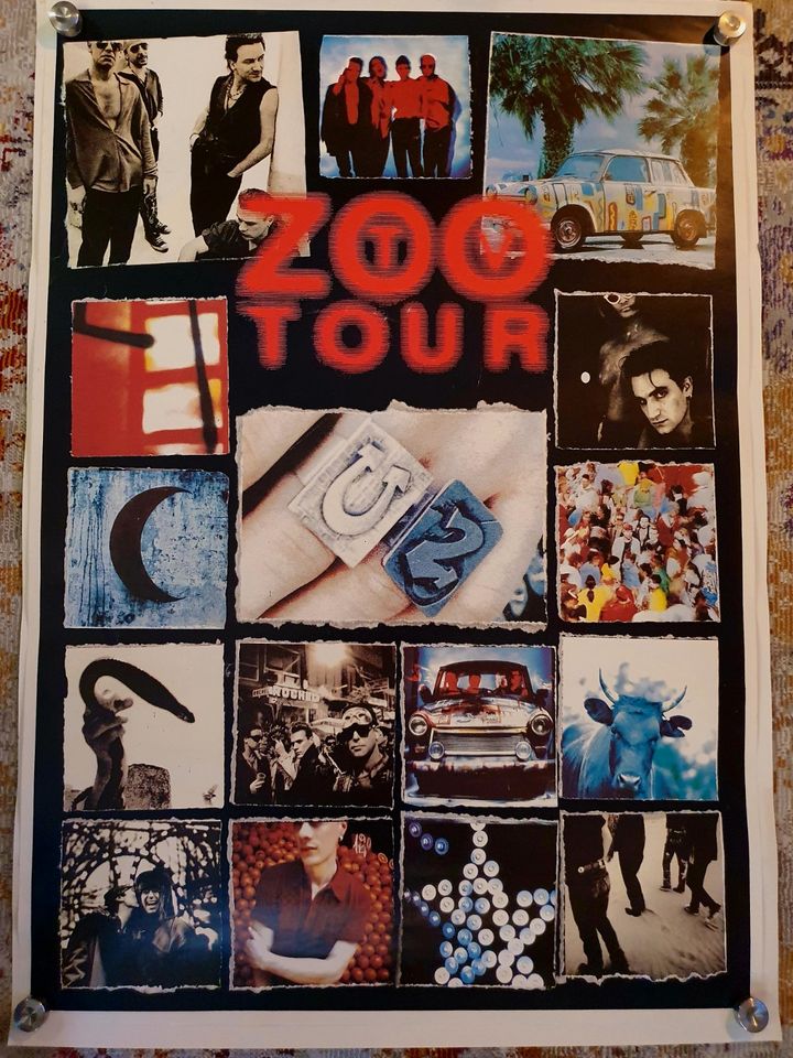 2 x U2 Original Vintage Poster Plakat / ZOO TV Tour & Live 1987 in Hannover