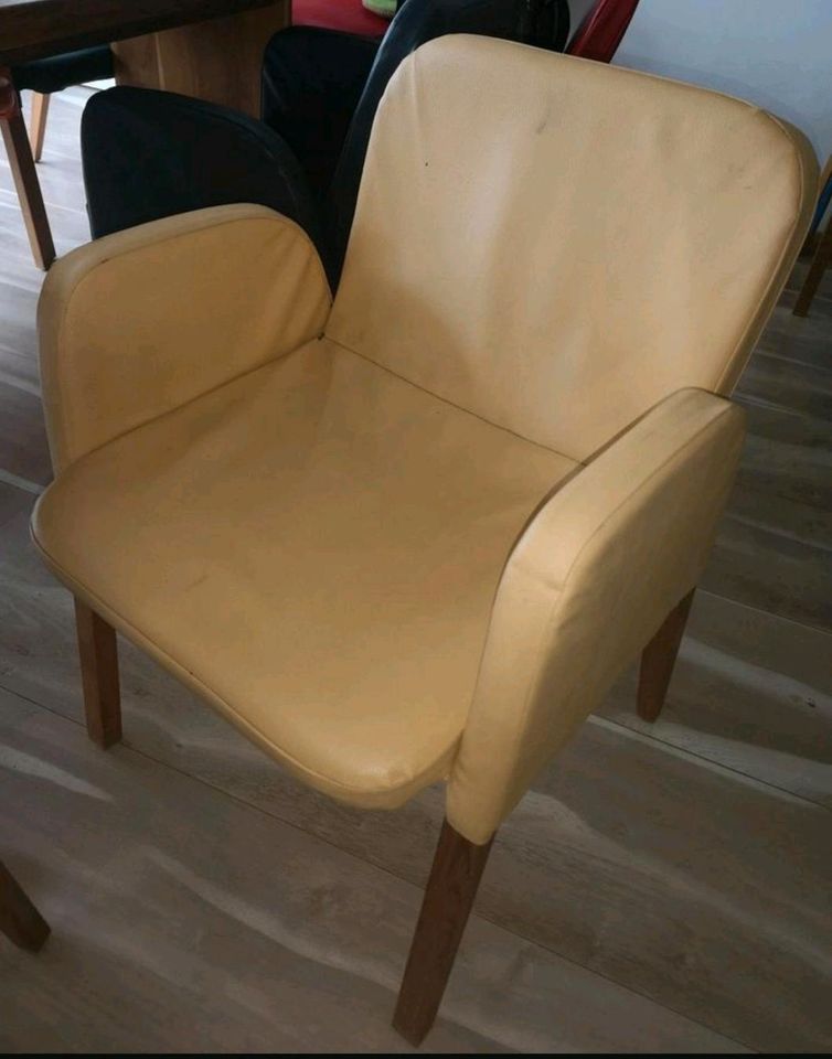 Bezug Ikea Stuhl Ekhard PU Kunst Leder handmade DIY beige dunkelg in Nalbach