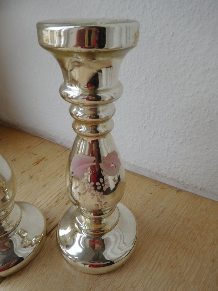 Konvolut antikes Bauernsilber 19.Jh. 3 Kerzenleuchter un Pokal in Dresden