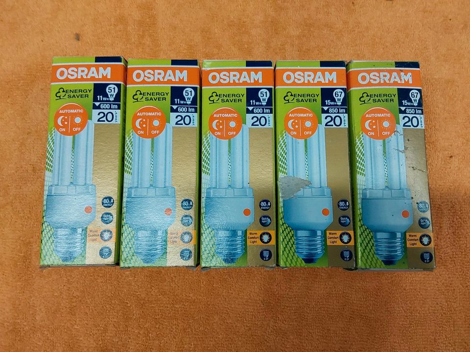 5 Osram E27 Sparleuchtmittel mit Dämmerungssensor im Sockel in Sömmerda