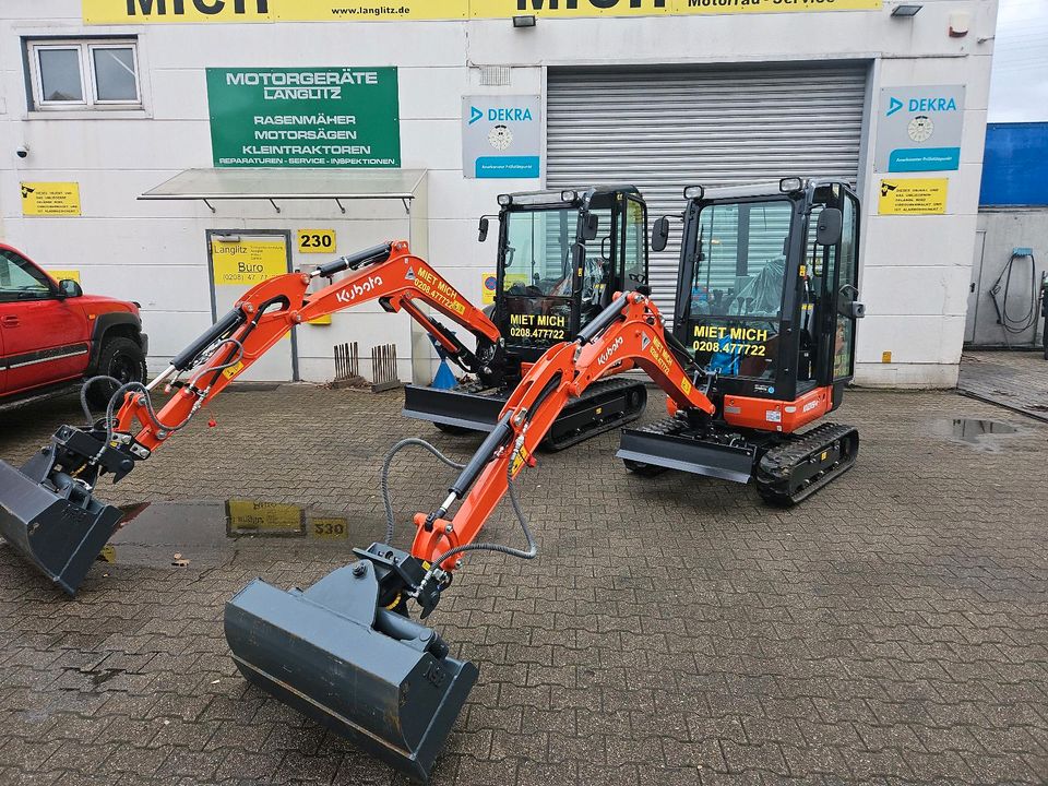 Minibagger Kubota 2,7t mieten. Auch Anlieferung. Anbaugeräte vorh in Mülheim (Ruhr)