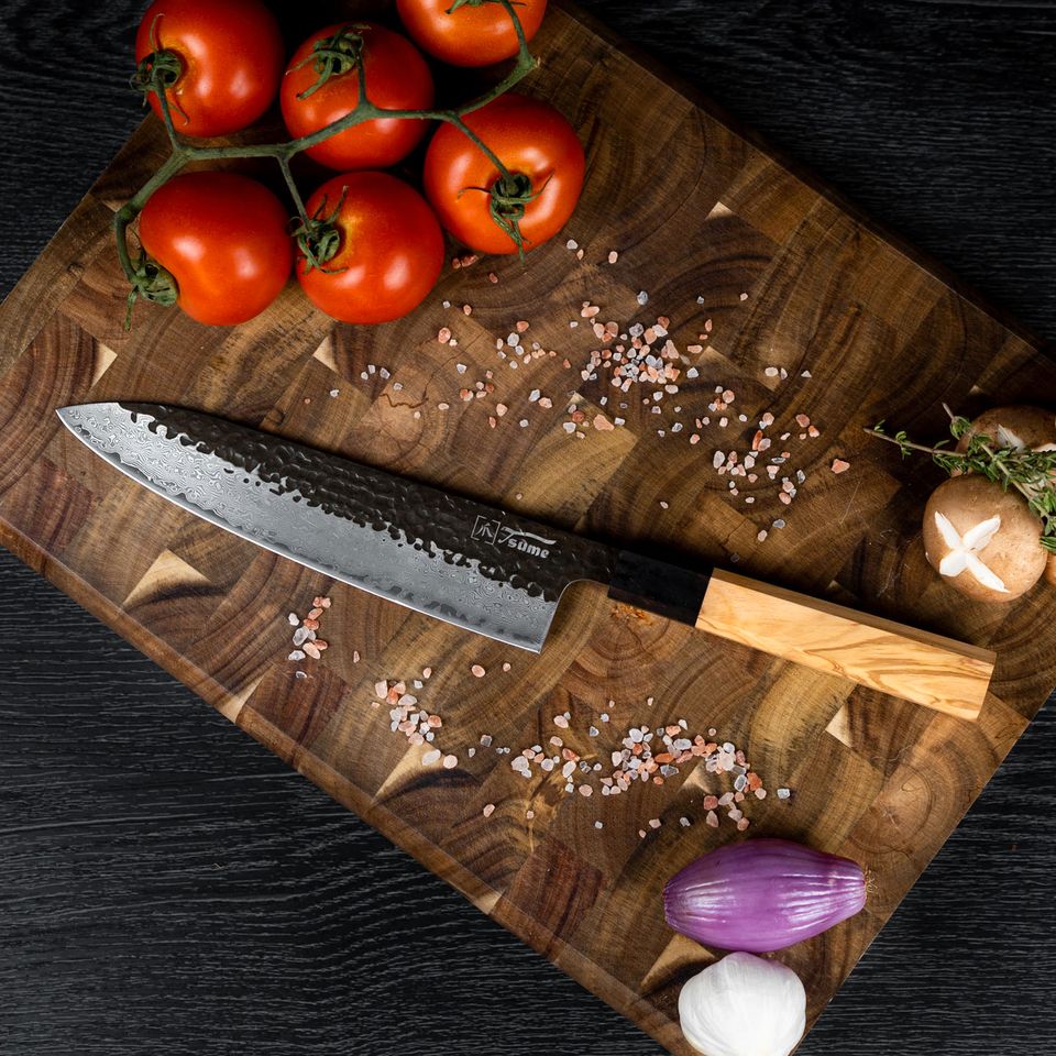 Tsume Damast Küchenmesser Epoxidharz Griff einzigartig Messer in Hamburg