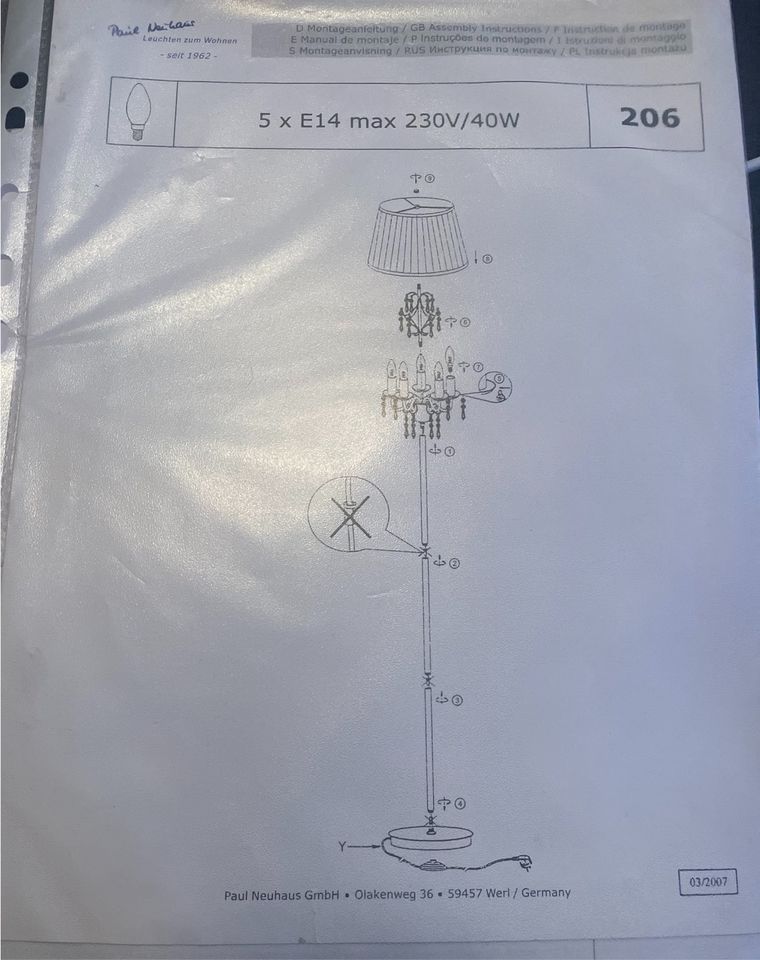 Paul Neuhaus Stehlampen Kristall Lampe sehr edel E14 NP 199,- in Leinfelden-Echterdingen