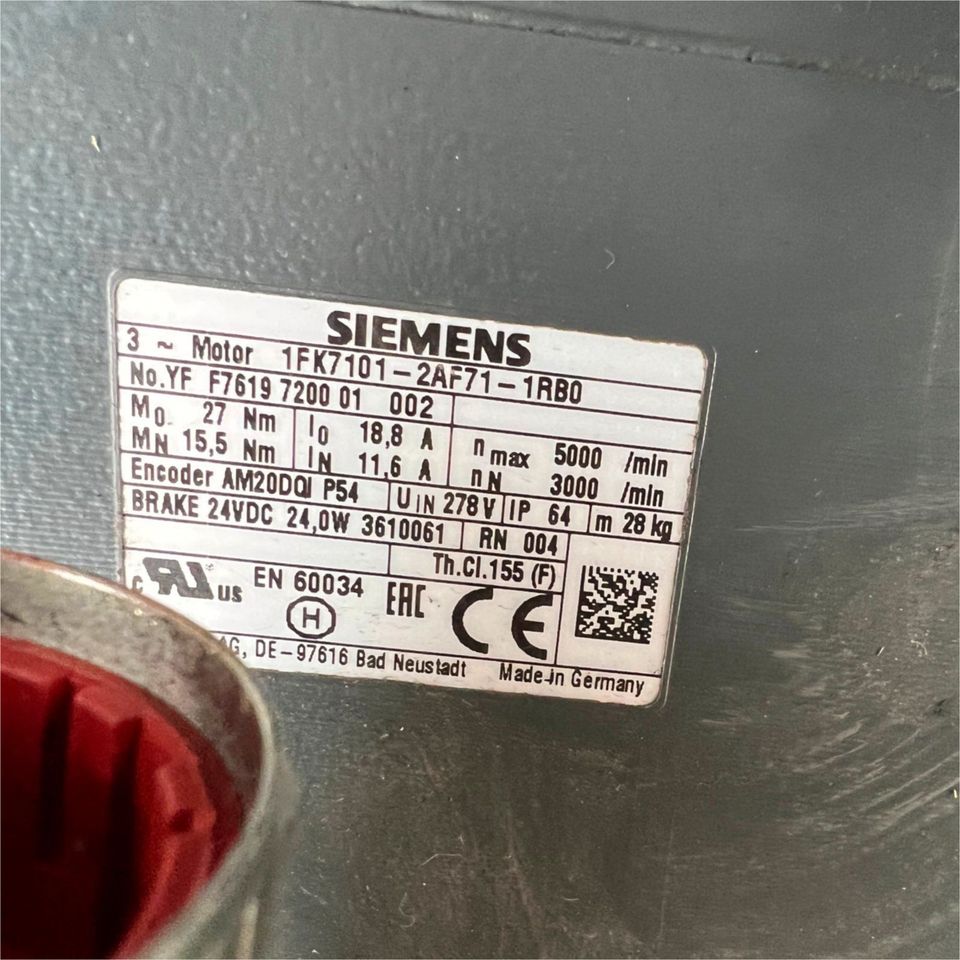 SIEMENS - 1FK7101-2AF71-1RB0 Servomotor Motor in Ennepetal