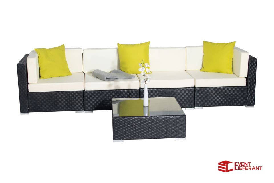 MIETEN HOCKER MODUL RATTAN LOUNGE SERIE SCHWARZ CREME COUCH SOFA in Barsbüttel