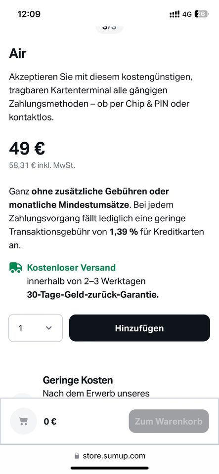 Sum Up Kartenterminal - Air - NP: 58€ in Goslar