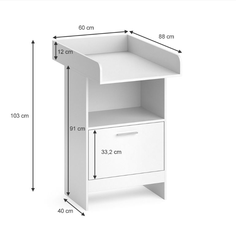 WICKELKOMMODE "Leo" Weiß 60 x 103 cm mit Schublade Vicco in Wuppertal